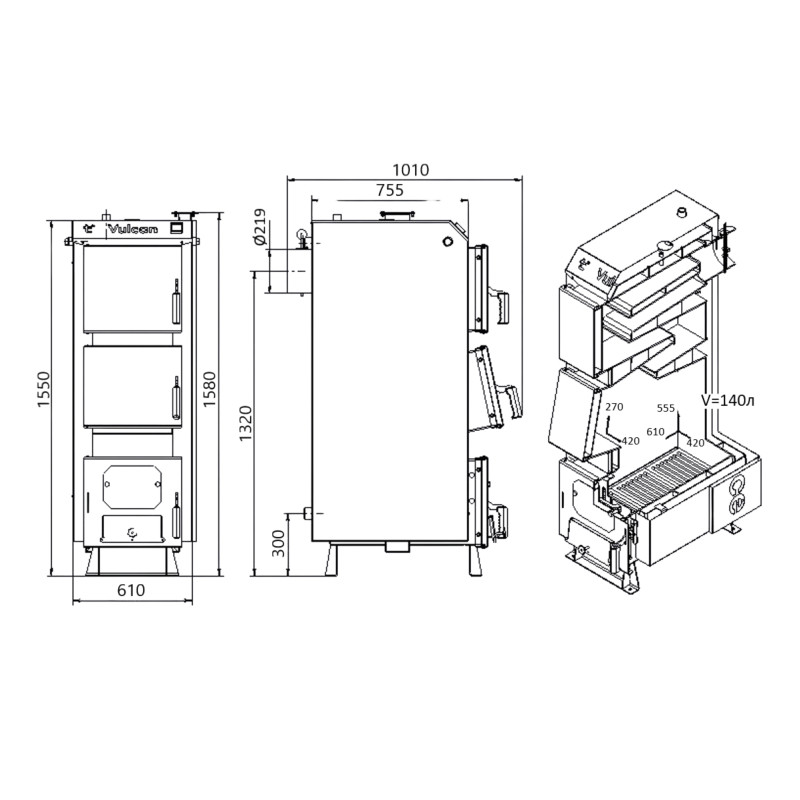 Котел твердопаливний сталевий Thermo Alliance Vulcan V 4.0 SF 40