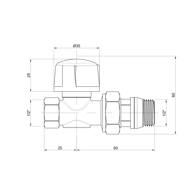 Кран радіаторний Icma 3/4" прямий №775+940