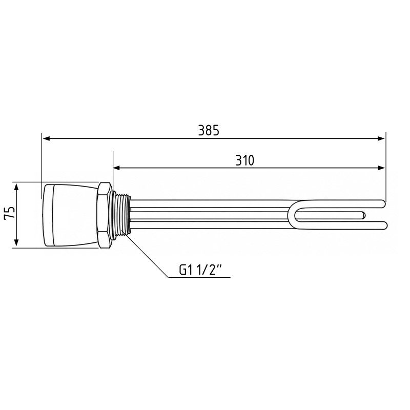 ТЕН з термостатом Galmet GE, 2 кВт, 230 В - 6/4" (1 1/2") (200 л) (41020011)