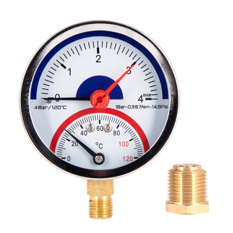 Термоманометр Thermo Alliance Standart 80 мм 1/2", нижнє підмикання SD1724B