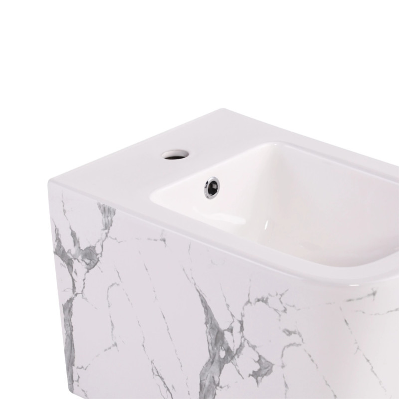 Комплект Qtap Tern Marble 3 в 1: підвісний унітаз Ultra Quiet + біде підвісне + раковина накладна QTTERMR49164