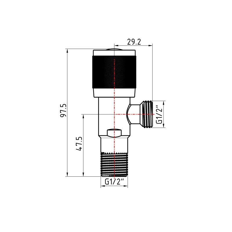 Комплект кутових кранів  Thermo Alliance Standart (круг, чорний) 1/2"ЗЗ, нерж, хром, керам. буксу TAS350W1515B
