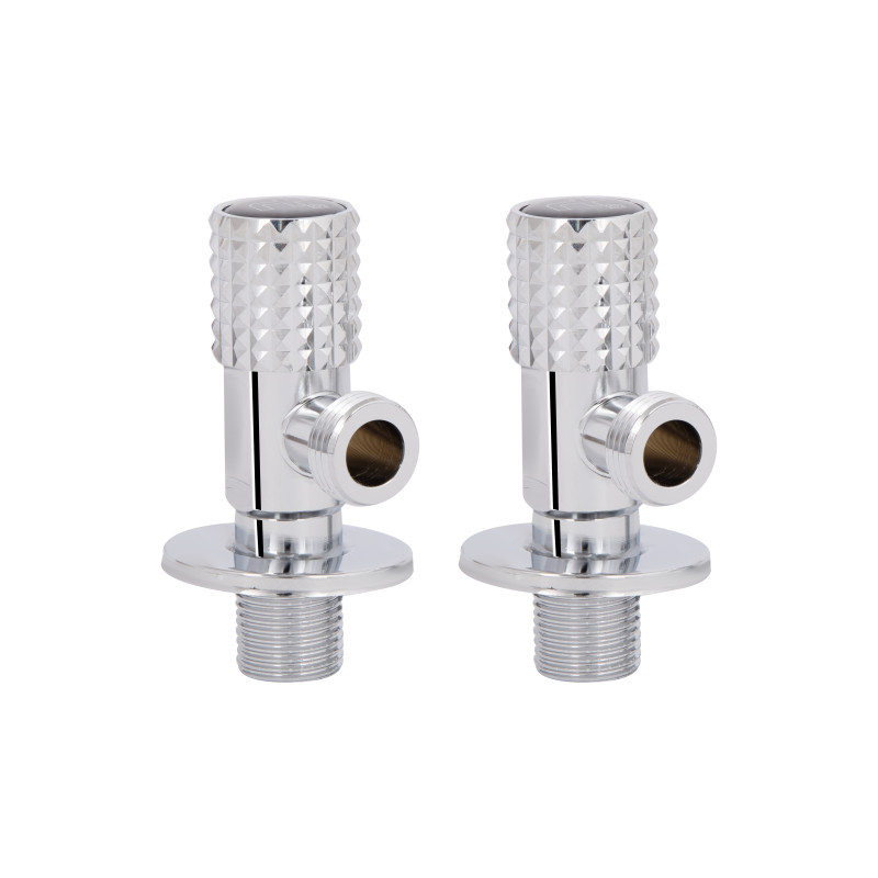 Комплект кутових кранів  Thermo Alliance Standart (круг, чорний) 1/2"ЗЗ, нерж, хром, керам. буксу TAS350W1515B
