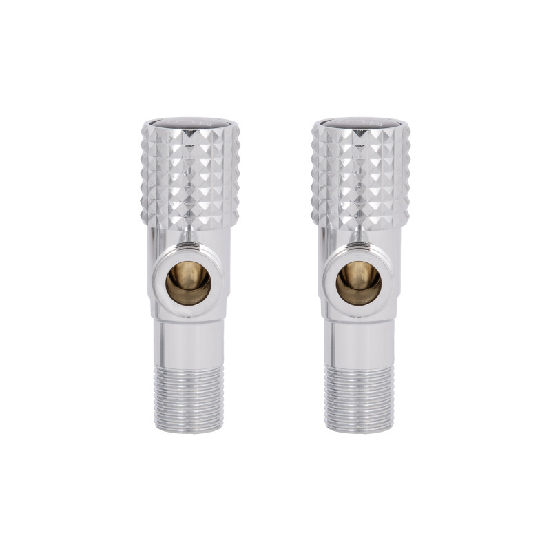 Комплект кутових кранів  Thermo Alliance Standart (круг, чорний) 1/2"ЗЗ, нерж, хром, керам. буксу TAS350W1515B