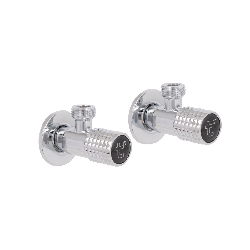 Комплект кутових кранів  Thermo Alliance Standart (круг, чорний) 1/2"ЗЗ, нерж, хром, керам. буксу TAS350W1515B
