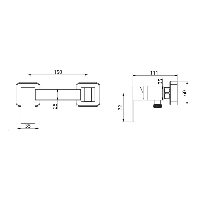 Набір для гігієнічного душу Lidz Kubis 110 Nickel LDKUB110NKS46103 прямокутний