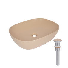 Раковина накладна Qtap Aquarius 470x380x120 мм, Beige, прямокутна, з донним клапаном QTAQA188SB49781