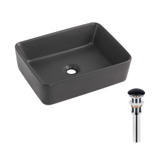 Раковина накладна Qtap Tern 480x370x135 мм, Anthracite, прямокутна, з донним клапаном QT17116069AN