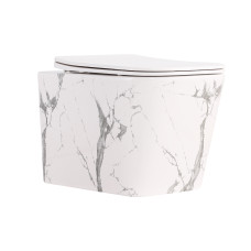 Унітаз підвісний Qtap Tern Ultra Quiet 520×345×325 мм, Marble, з сидінням Slim Duroplast / Soft-close / Quick Release QTTER26MR49002