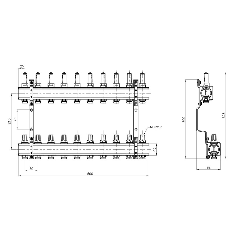 Колектор з витратомірами Thermo Alliance Forte 1" 10 виходів SF001W10