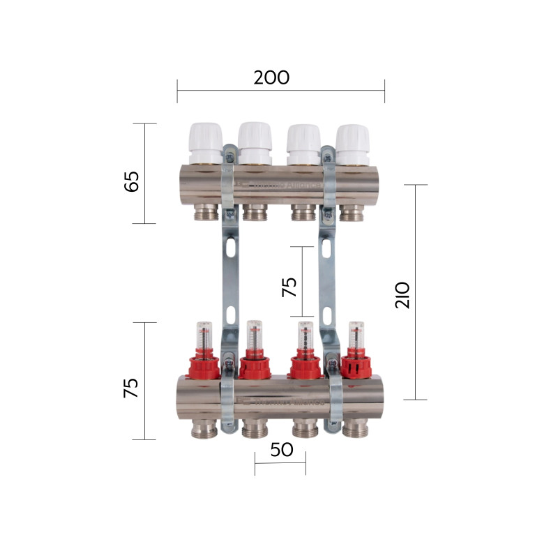 Колектор з витратомірами Thermo Alliance Standart 1" 4 виходи SD235W4