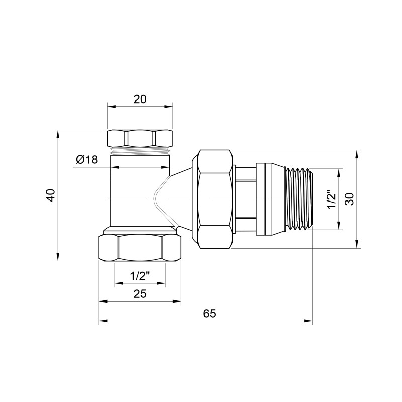Кран радіаторний Thermo Alliance Base 1/2" ВЗ з антипротіканням кутовий SD229W15