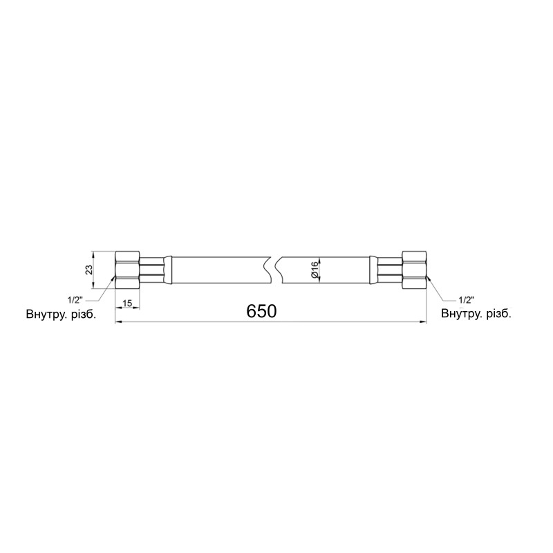 Шланг для газу чорний Thermo Alliance Standart 1/2" ВВ 50 см SD91G50