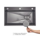 Акційний набір Lidz: мийка інтегрована Decor Black PVD Honeycomb 3,0/1,0 мм + Змішувач Aria для кухні з гнучким виливом (k35) Black