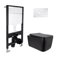 Готове рішення Qtap для ванної кімнати: підвісний унітаз Gemini Ultra Quiet 520x360x350 + комплект інсталяції Standard (кругла клавіша Chrome)