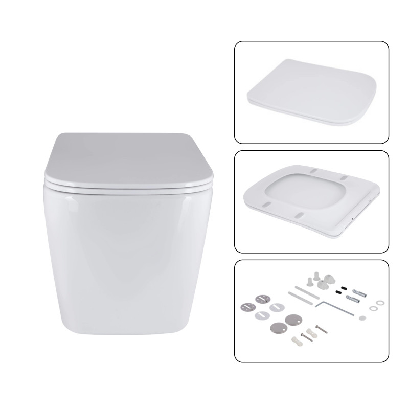 Готове рішення Qtap для ванної кімнати: підвісний унітаз Tern Ultra Quiet 525x345x360 + комплект інсталяції Nest 4 в 1 (лінійна клавіша White)