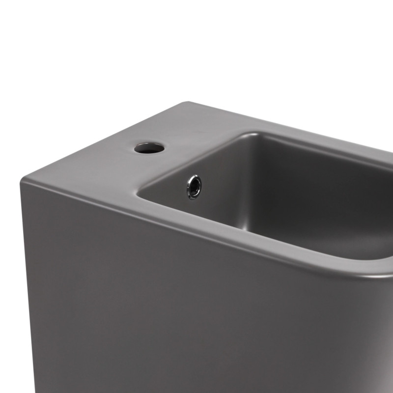 Комплект Qtap Tern Anthracite 3 в 1: підвісний унітаз Ultra Quiet + біде підвісне + раковина накладна QTROBAN49157