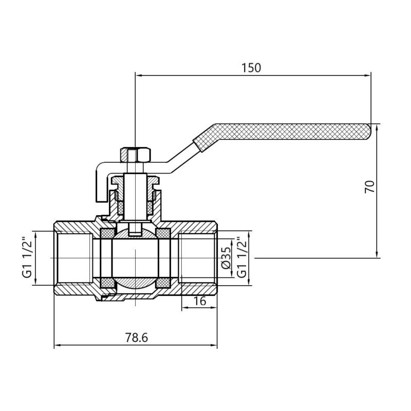 Кран кульовий SD Plus 1" 1/2 ВР для газу (важіль) SD600NG40PN40