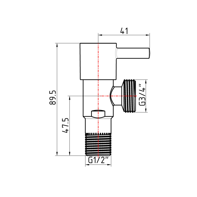Кран кутовий Thermo Alliance (палочка)  Standart 1/2"Зх3/4"З, нерж, хром, керам. буксу TAS349W1520