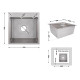 Мийка для кухні інтегрована Lidz Handmade H5050G (LDH5050GPVD43620) Brushed Grey PVD 3,0/1,0 мм