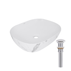 Раковина накладна Qtap Aquarius 470x380x120 мм, Marble, прямокутна, з донним клапаном QTAQA188MR49782