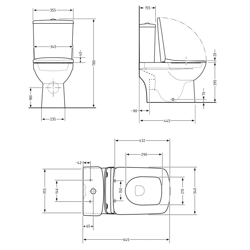 Унитаз напольный Qtap Presto Quadro безобідковий з сідінням Soft-close QTPRE27W51021