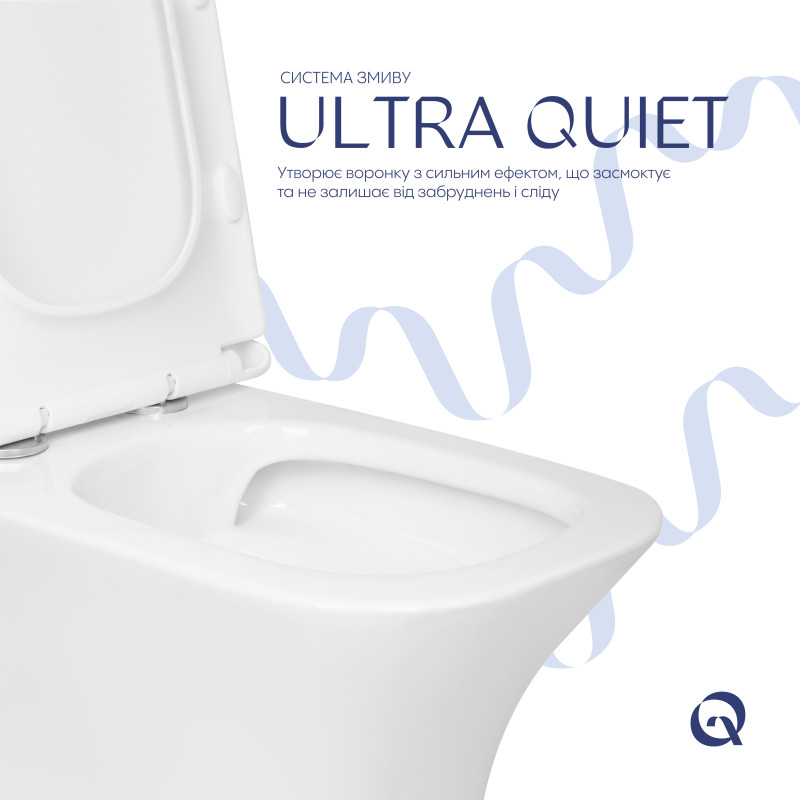 Унитаз напольный Qtap Presto Quadro безобідковий з сідінням Soft-close QTPRE27W51021