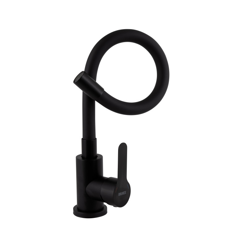 Змішувач для кухні Brinex Pure 015F3 з гнучким виливом   Black Matt BRIPUR015F3BLM