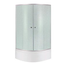 Душова кабіна Latwa SC90x90.SAT.HIGH.FR полукругла, скло Frost 4 мм + Душовий піддон KAPIELKA ST90x90x41, з панеллю Lidz