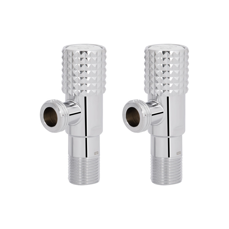 Комплект кутових кранів Thermo Alliance Standart (круг, білий) 1/2"ЗЗ, нерж, хром, керам. буксу TAS350W1515W