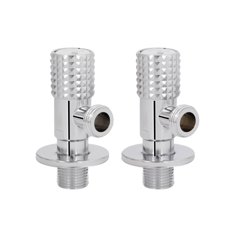 Комплект кутових кранів Thermo Alliance Standart (круг, білий) 1/2"ЗЗ, нерж, хром, керам. буксу TAS350W1515W