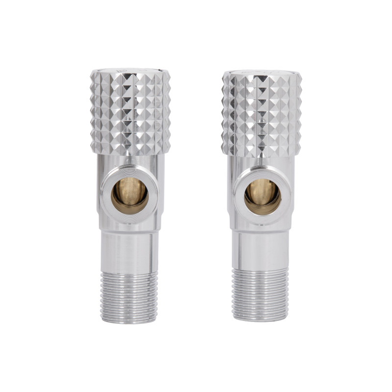 Комплект кутових кранів Thermo Alliance Standart (круг, білий) 1/2"ЗЗ, нерж, хром, керам. буксу TAS350W1515W