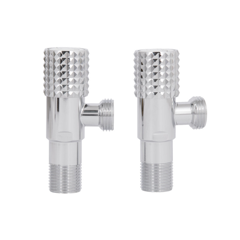 Комплект кутових кранів Thermo Alliance Standart (круг, білий) 1/2"ЗЗ, нерж, хром, керам. буксу TAS350W1515W
