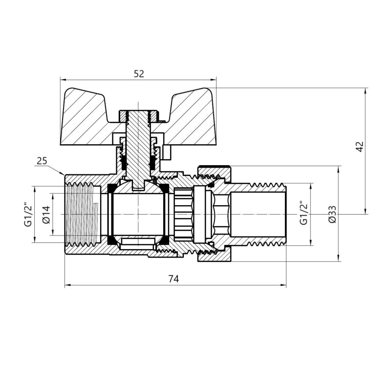 Кран кульовий "Американка" Thermo Alliance Standart прямий 1/2" ВЗ SD220W15