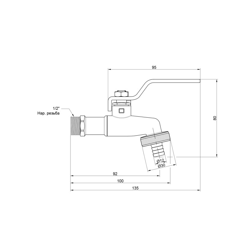Кран поливальний Thermo Alliance Standart 1/2" SD140W15