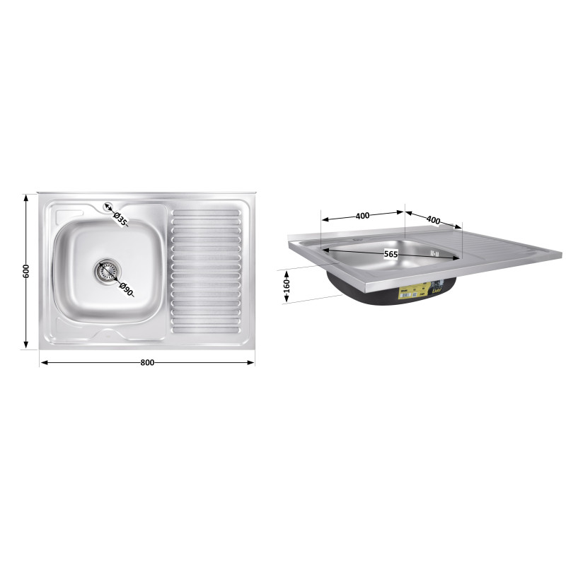 Кухонна мийка Brinex 6080-L 0,6 мм Satin (BRIN6080LSAT06)