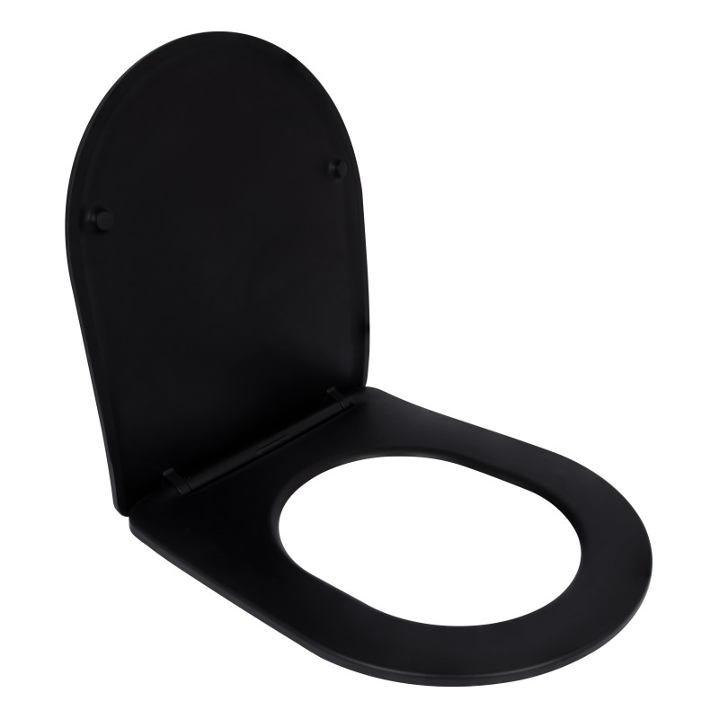 Сидіння для унітаза Qtap (Robin 490) 425x363x50 мм, Matt Black, з мікроліфтом Slim Duroplast, Quick Release QTSC179MB48676