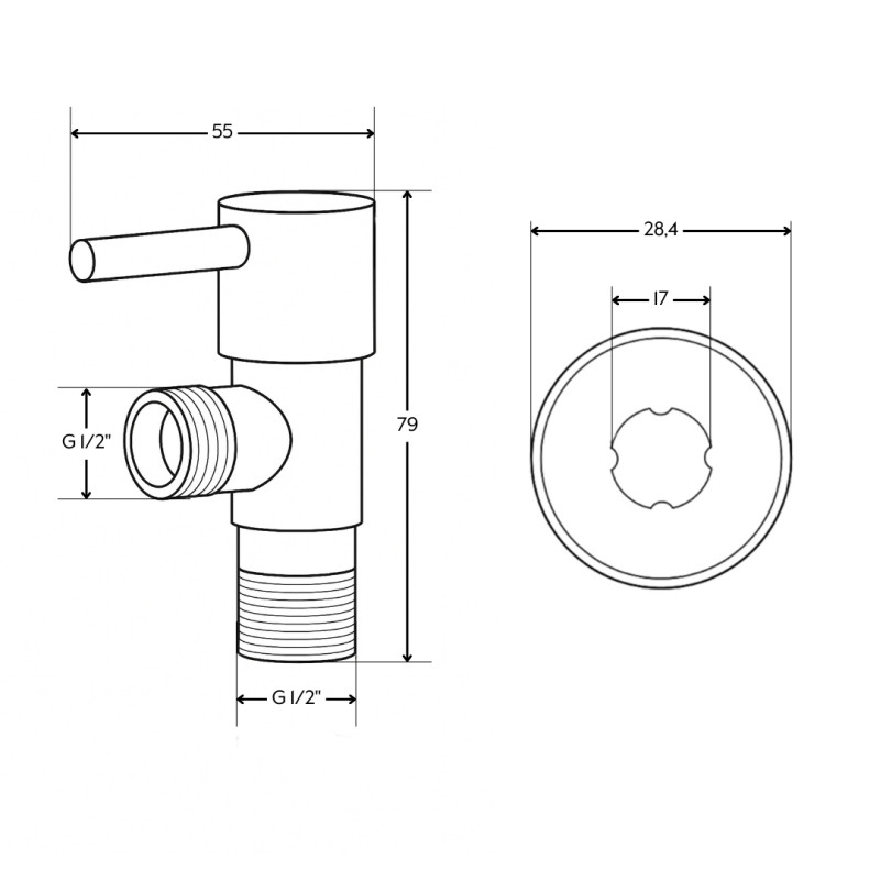 Кран кутовий Thermo Alliance Standart (ручка паличка) з керам.буксою 1/2"З х 1/2"З SF343W1515