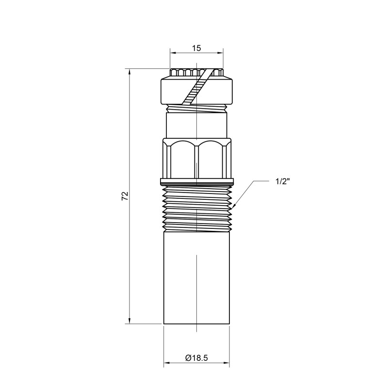 Штуцер Icma 1/2" для виносного датчика термостатичної головки №189