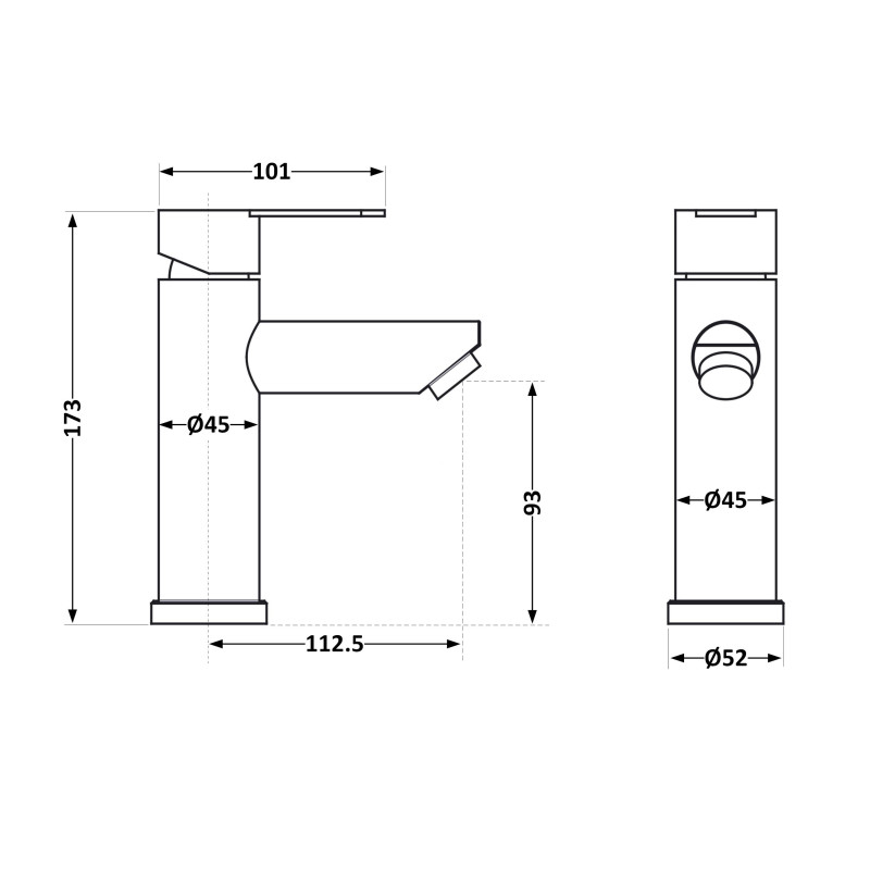 Змішувач для раковини Brinex Pure 001F низький  Nickel BRIPUR001FNKL