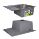 Акційний набір Lidz: мийка H6350L інтегрована крило зліва Brushed Steel 3,0/1,0 мм + Змішувач Aria для кухні з гнучким виливом (k35) Grey