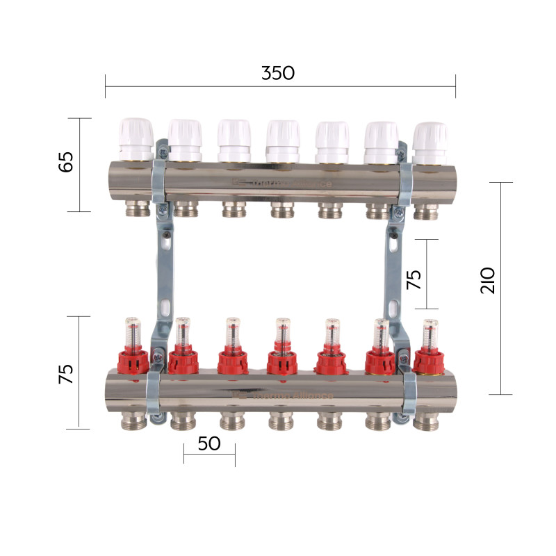 Колектор з витратомірами Thermo Alliance Standart 1" 7 виходів SD235W7
