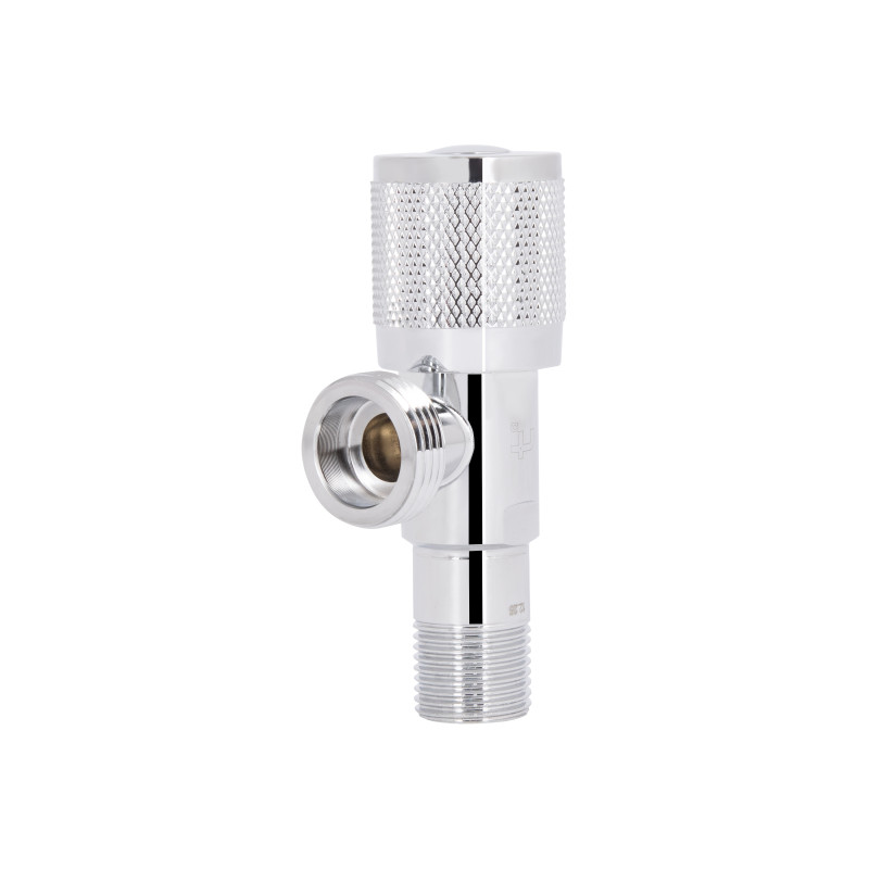 Кран кутовий (круг) Thermo Alliance Standart 1/2"Зх3/4"З, нерж, хром, керам. буксу TAS351W1520