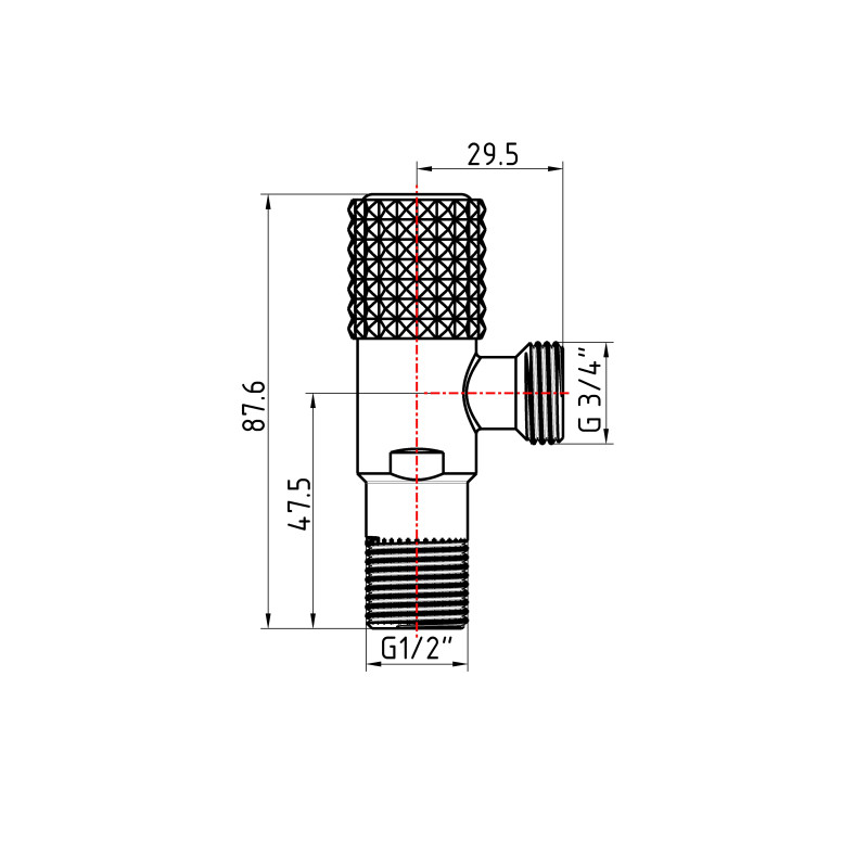 Кран кутовий (круг) Thermo Alliance Standart 1/2"Зх3/4"З, нерж, хром, керам. буксу TAS351W1520