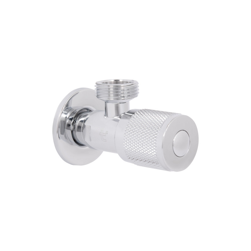 Кран кутовий (круг) Thermo Alliance Standart 1/2"Зх3/4"З, нерж, хром, керам. буксу TAS351W1520