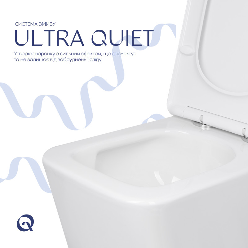 Унітаз підлоговий Qtap Crow Ultra Quiet безобідковий з сідінням Soft-close QTCRO27W51028