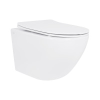 Унітаз підвісний Jay Rimless 485×360×320 мм, White, з сидінням Slim Duroplast/ Soft-close/ Quick Relase QT07335177RW Qtap