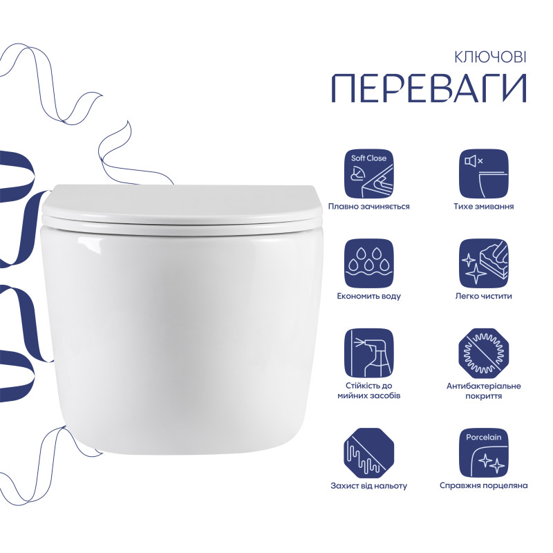 Унітаз підвісний Qtap Taurus Ultra Quiet 515×360×350 мм, White, з сидінням Slim Duroplast / Soft-close / Quick Release QTTAU26W49116
