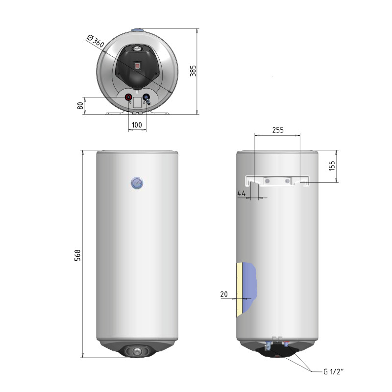 Водонагрівач електричний Thermo Alliance Spectra slim 30 л вертикальний, сухі ТЕНи 1,6 кВт, d 360 мм