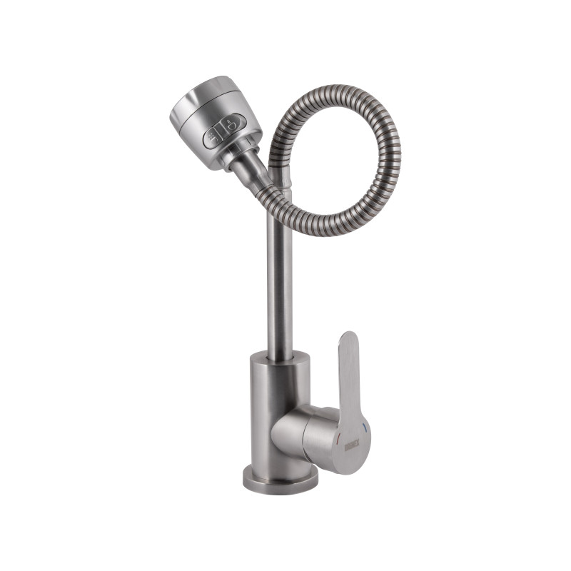 Змішувач для кухні Brinex Pure 015F41 з гнучким виливом   Nickel BRIPUR015F41NKL